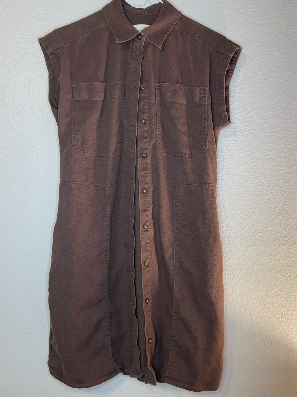 Universal Thread Brown Sleeveless Button-Front Shirt Dress
